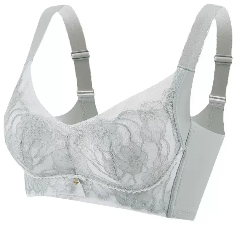 Light Gray Lace Bra with Adjustable Straps — feature 11