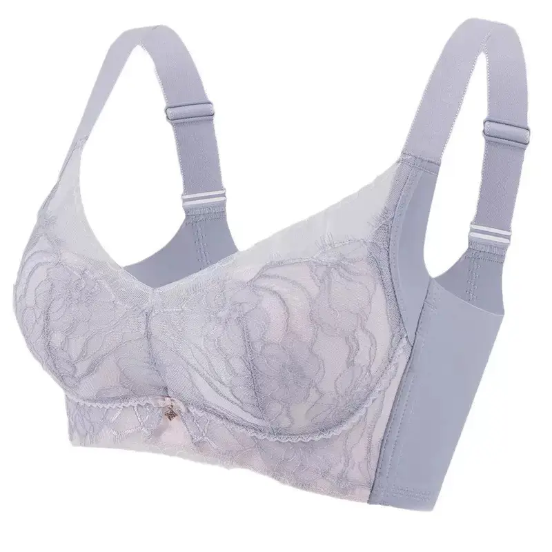 Light Gray Lace Bra with Adjustable Straps — feature 9