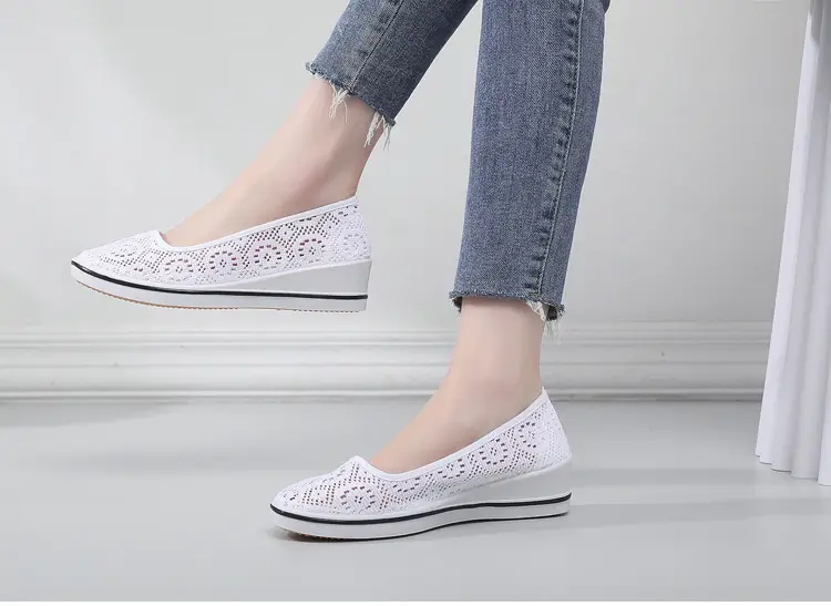 Wedge Nurse Shoes Soft Sole Non-Slip Cut Out Breathable Lightweight Women's Shoes Canvas Shoes Hospital Beauty Salon Mesh Shoes Small White Shoes — feature 16