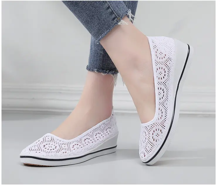 Wedge Nurse Shoes Soft Sole Non-Slip Cut Out Breathable Lightweight Women's Shoes Canvas Shoes Hospital Beauty Salon Mesh Shoes Small White Shoes — feature 17