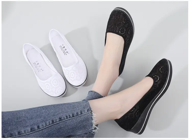 Wedge Nurse Shoes Soft Sole Non-Slip Cut Out Breathable Lightweight Women's Shoes Canvas Shoes Hospital Beauty Salon Mesh Shoes Small White Shoes — feature 18