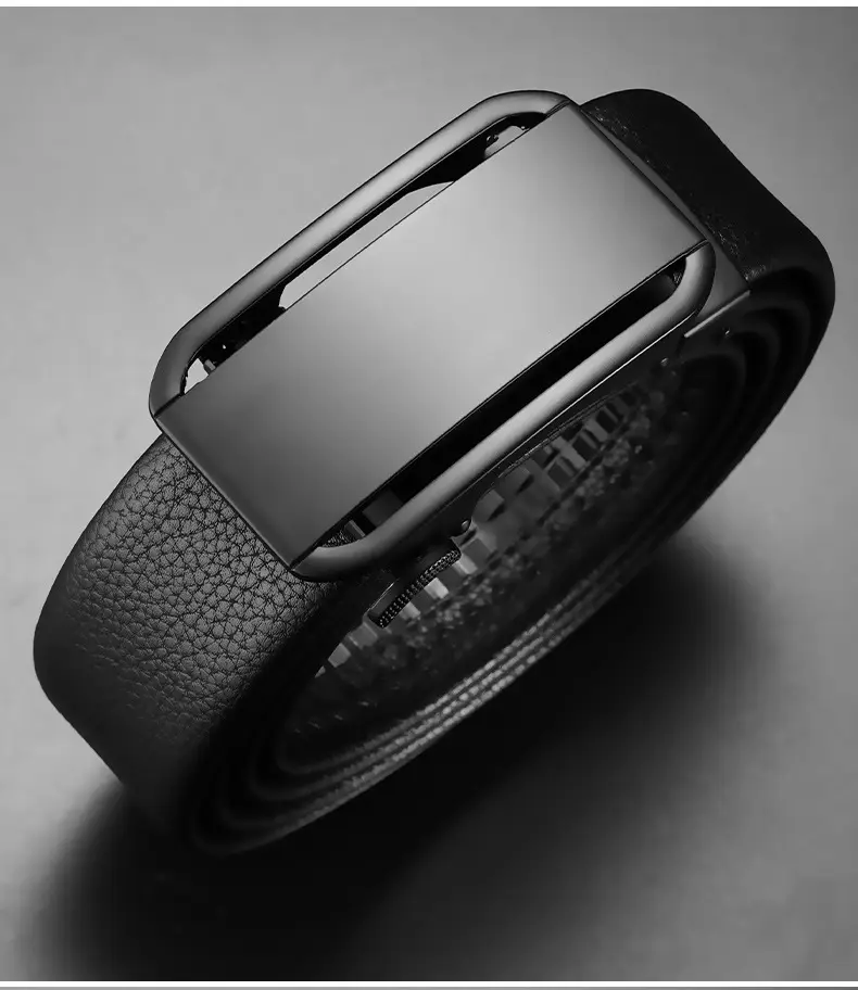 Men's Black Leather Belt with Automatic Buckle — feature 11