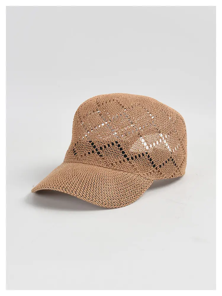 Women Sunscreen Knitted Cap Beige Paper Weave — feature 10