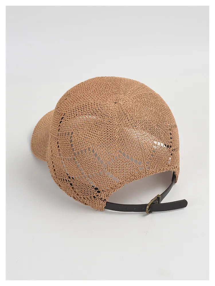 Women Sunscreen Knitted Cap Beige Paper Weave — feature 11