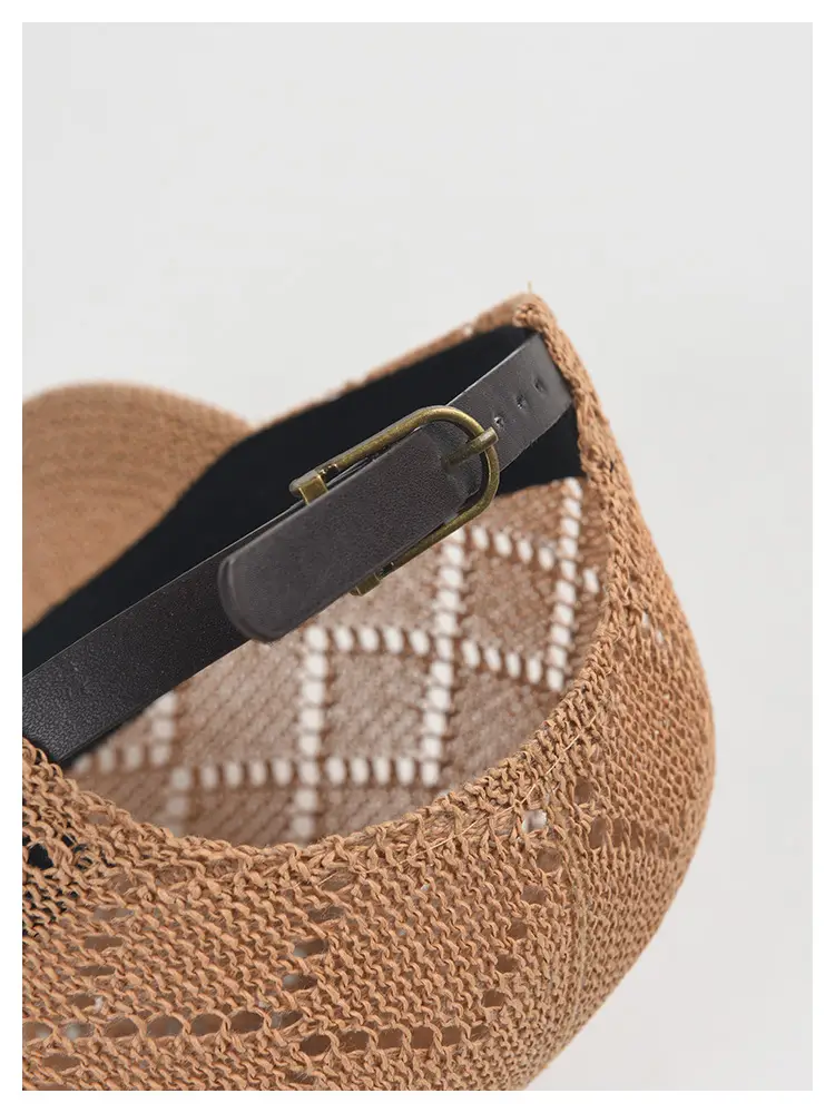 Women Sunscreen Knitted Cap Beige Paper Weave — feature 13