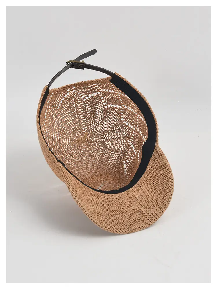 Women Sunscreen Knitted Cap Beige Paper Weave — feature 14