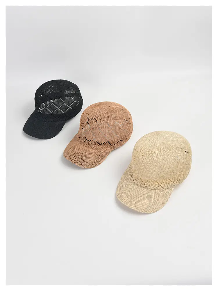 Women Sunscreen Knitted Cap Beige Paper Weave — feature 2