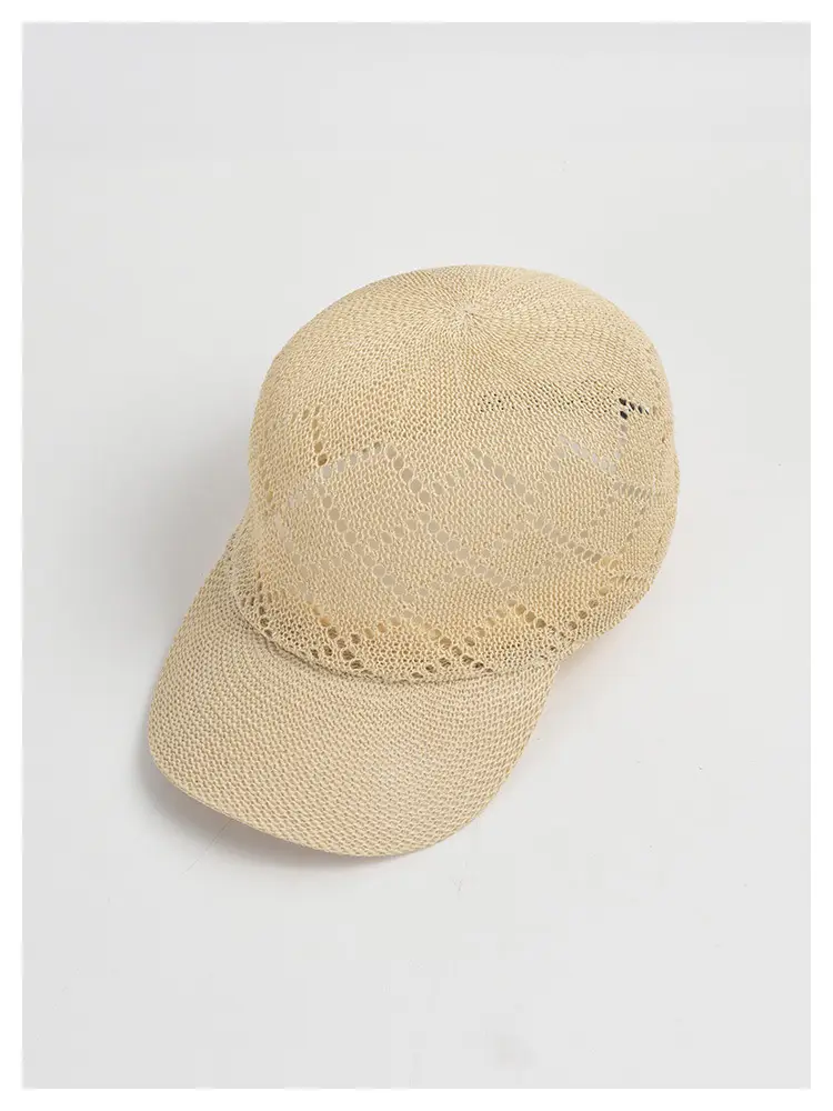 Women Sunscreen Knitted Cap Beige Paper Weave — feature 6