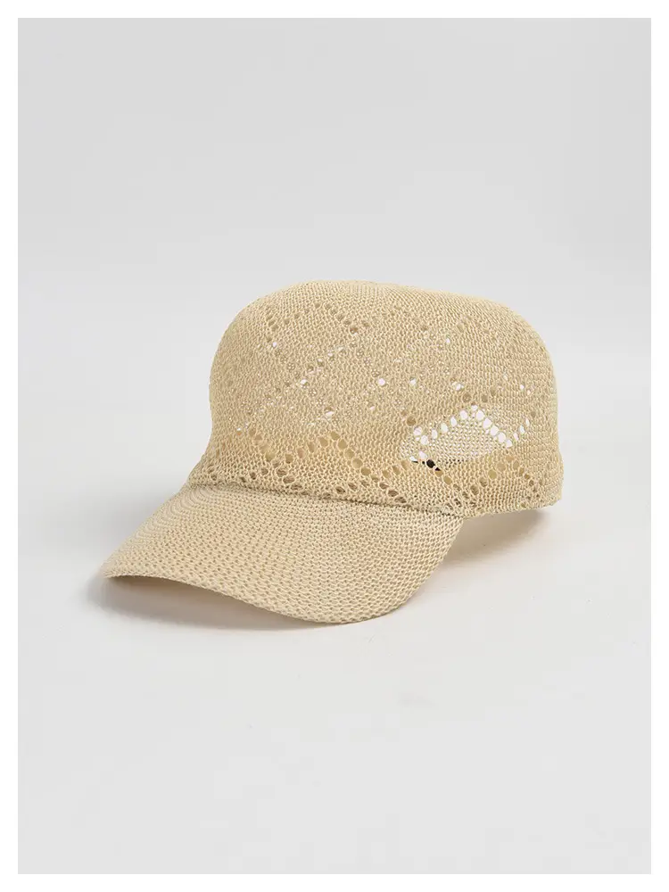 Women Sunscreen Knitted Cap Beige Paper Weave — feature 7