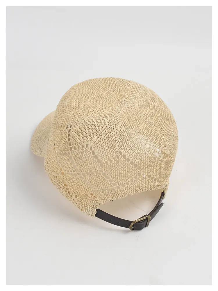 Women Sunscreen Knitted Cap Beige Paper Weave — feature 8