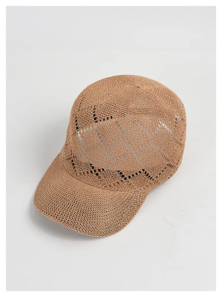 Women Sunscreen Knitted Cap Beige Paper Weave — feature 9
