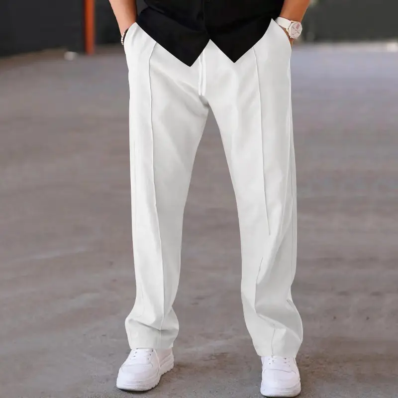 2025 Men's Loose Casual Straight Pants Spring Summer White — feature 2