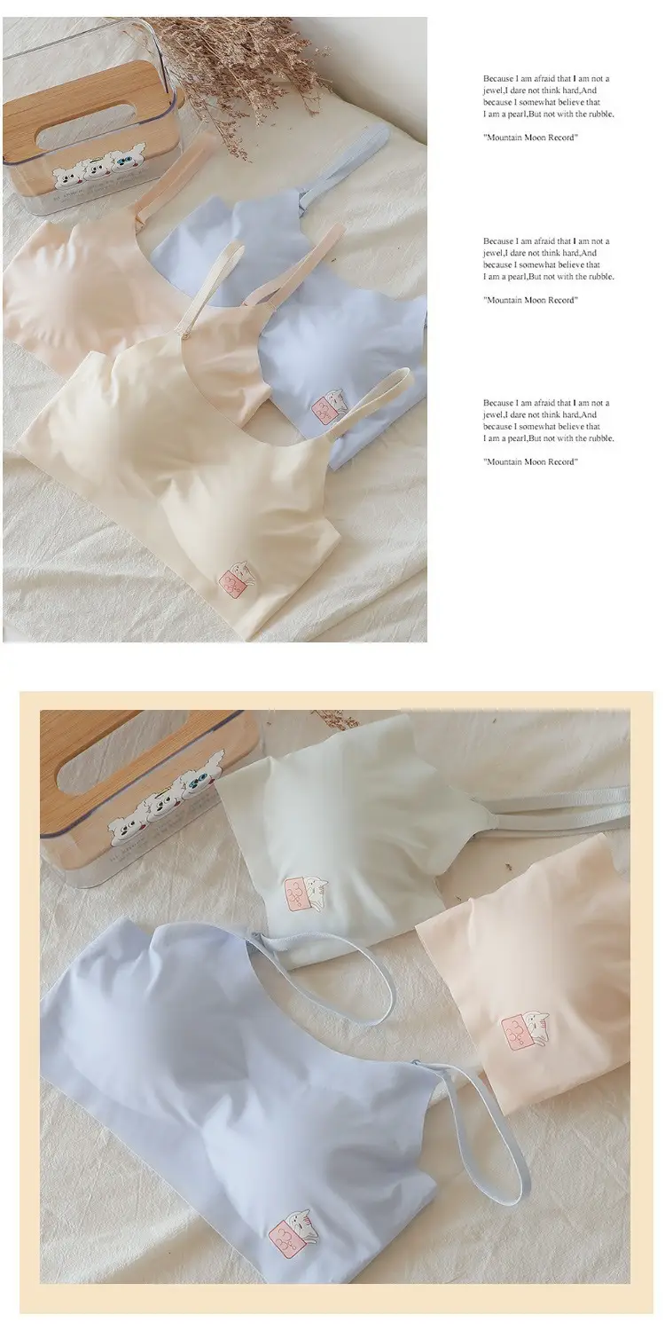 Summer Ice Silk Traceless Girl Underwear Students Junior High School Students Wrap Chest Development High School Students Sports Thin Sling Text — feature 8