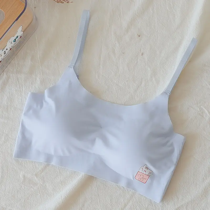 Summer Ice Silk Traceless Girl Underwear Students Junior High School Students Wrap Chest Development High School Students Sports Thin Sling Text