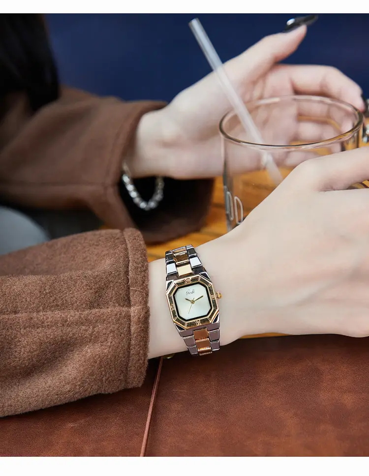 Goldie Women's Square Quartz Watch with Steel Band — feature 10