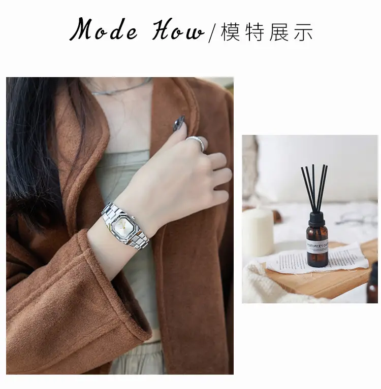 Goldie Women's Square Quartz Watch with Steel Band — feature 6