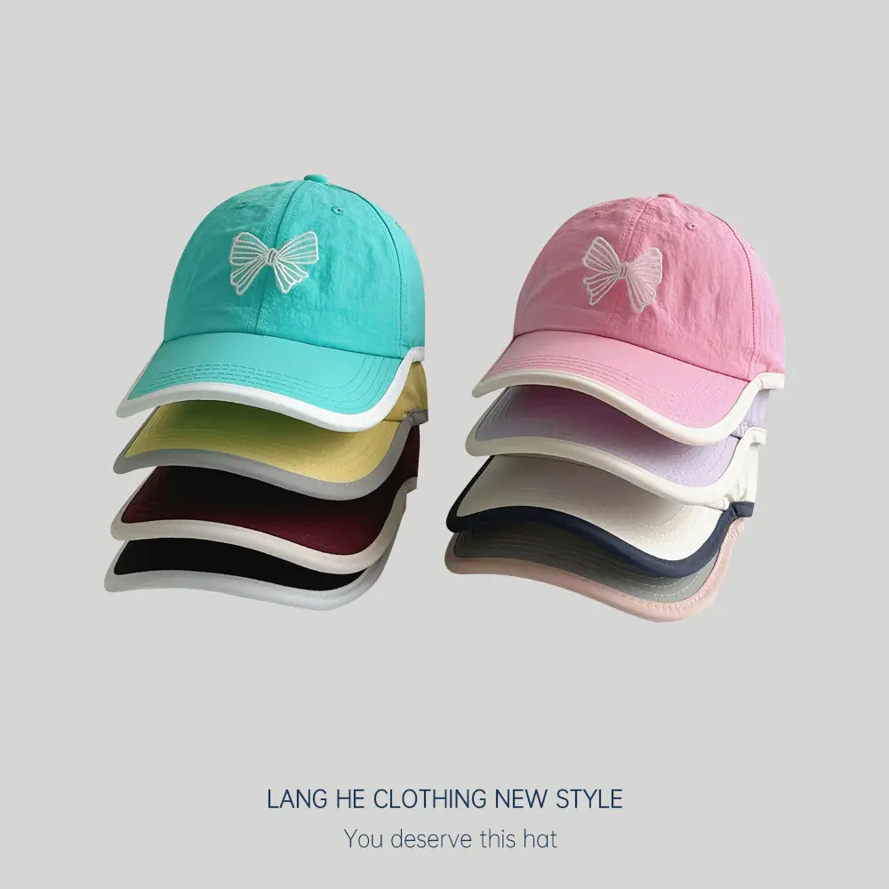 Bow Contrast Color Baseball Cap for Boys Girls Spring Sunshade Hat - Image 10