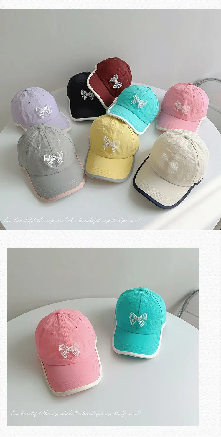 Bow Contrast Color Baseball Cap for Boys Girls Spring Sunshade Hat — feature 25