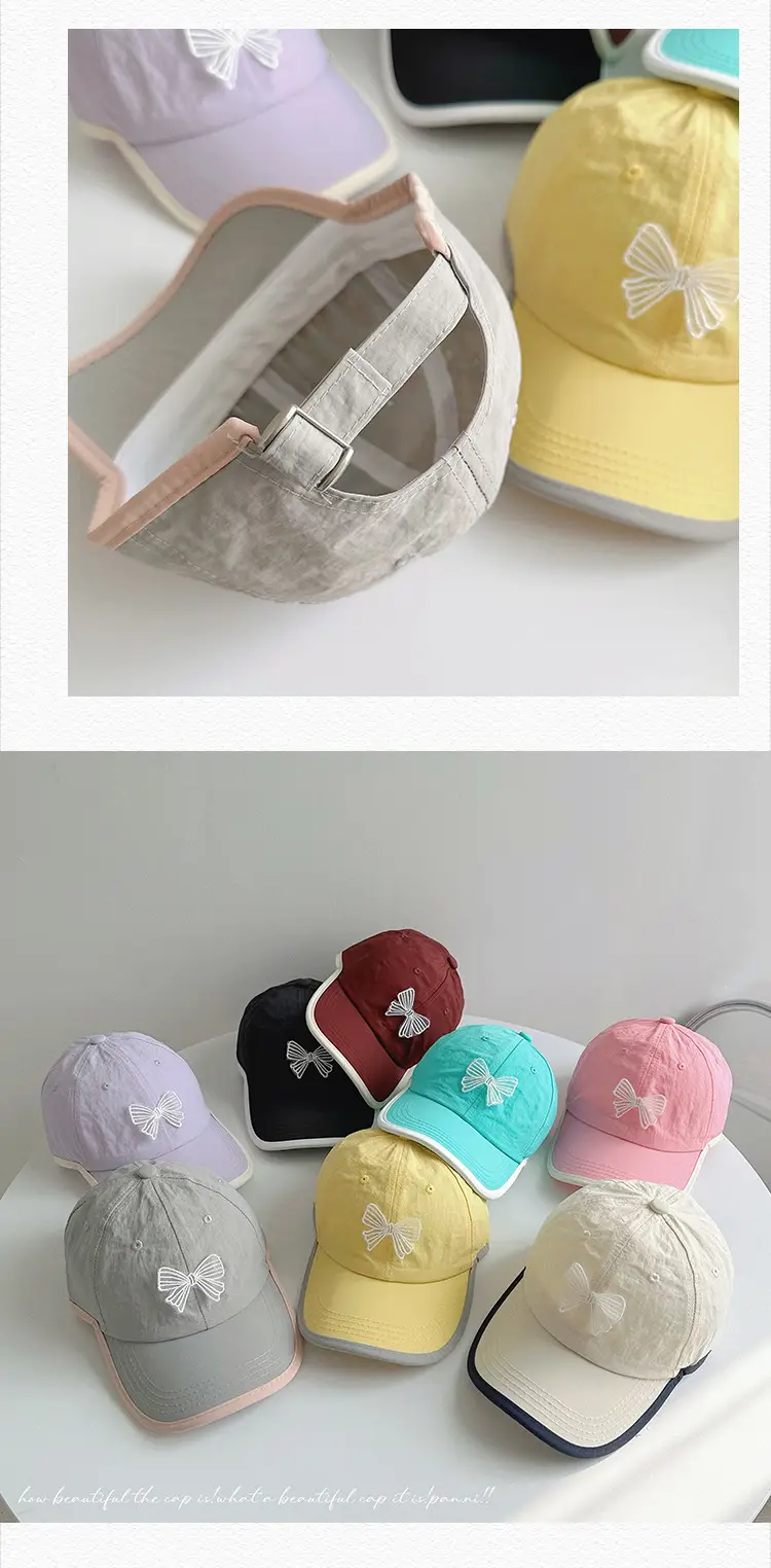 Bow Contrast Color Baseball Cap for Boys Girls Spring Sunshade Hat — feature 26