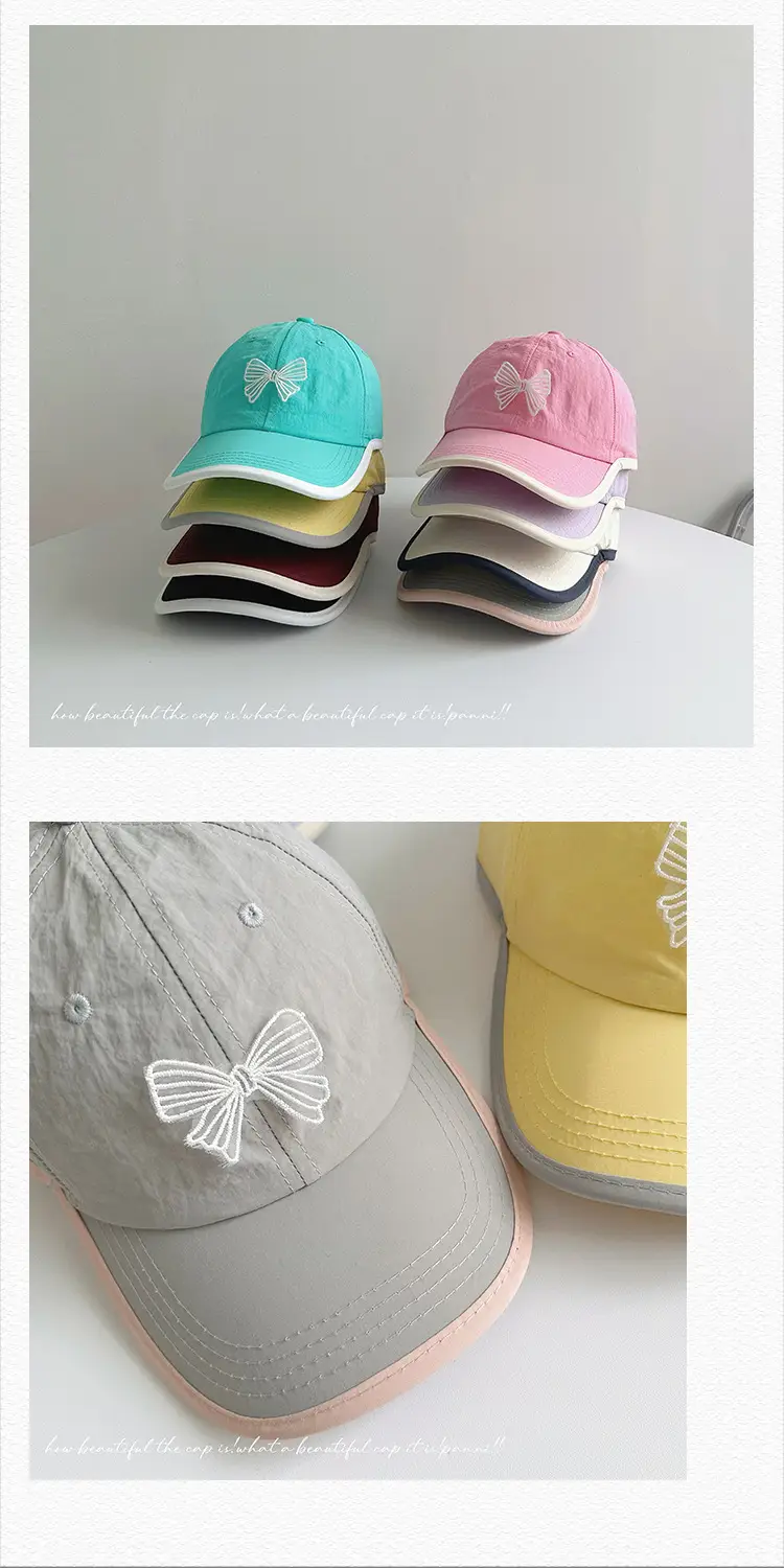 Bow Contrast Color Baseball Cap for Boys Girls Spring Sunshade Hat — feature 27