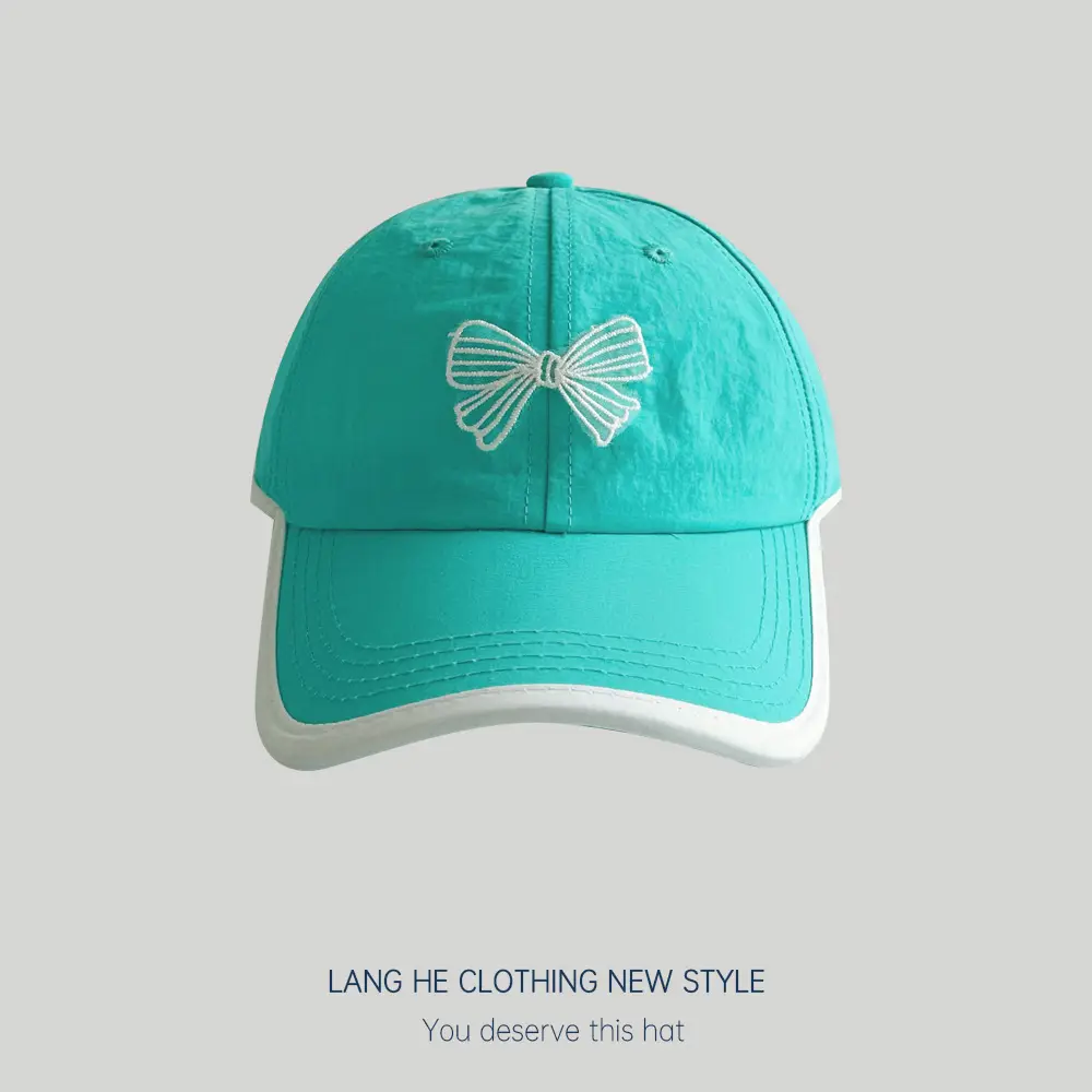 Bow Contrast Color Baseball Cap for Boys Girls Spring Sunshade Hat - Image 3
