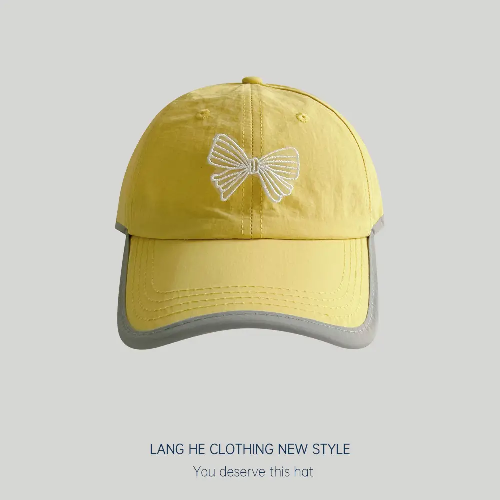 Bow Contrast Color Baseball Cap for Boys Girls Spring Sunshade Hat - Image 4