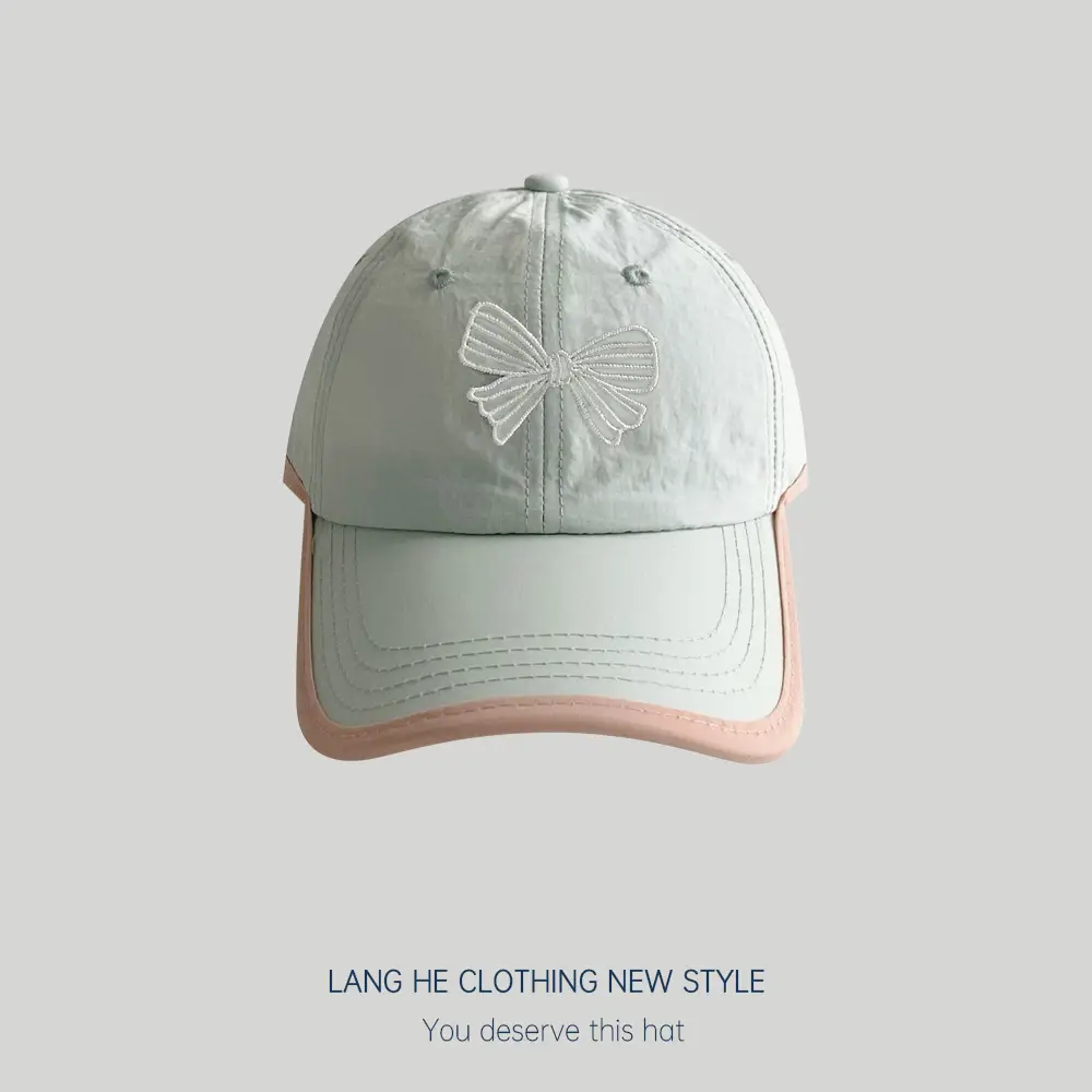 Bow Contrast Color Baseball Cap for Boys Girls Spring Sunshade Hat - Image 5
