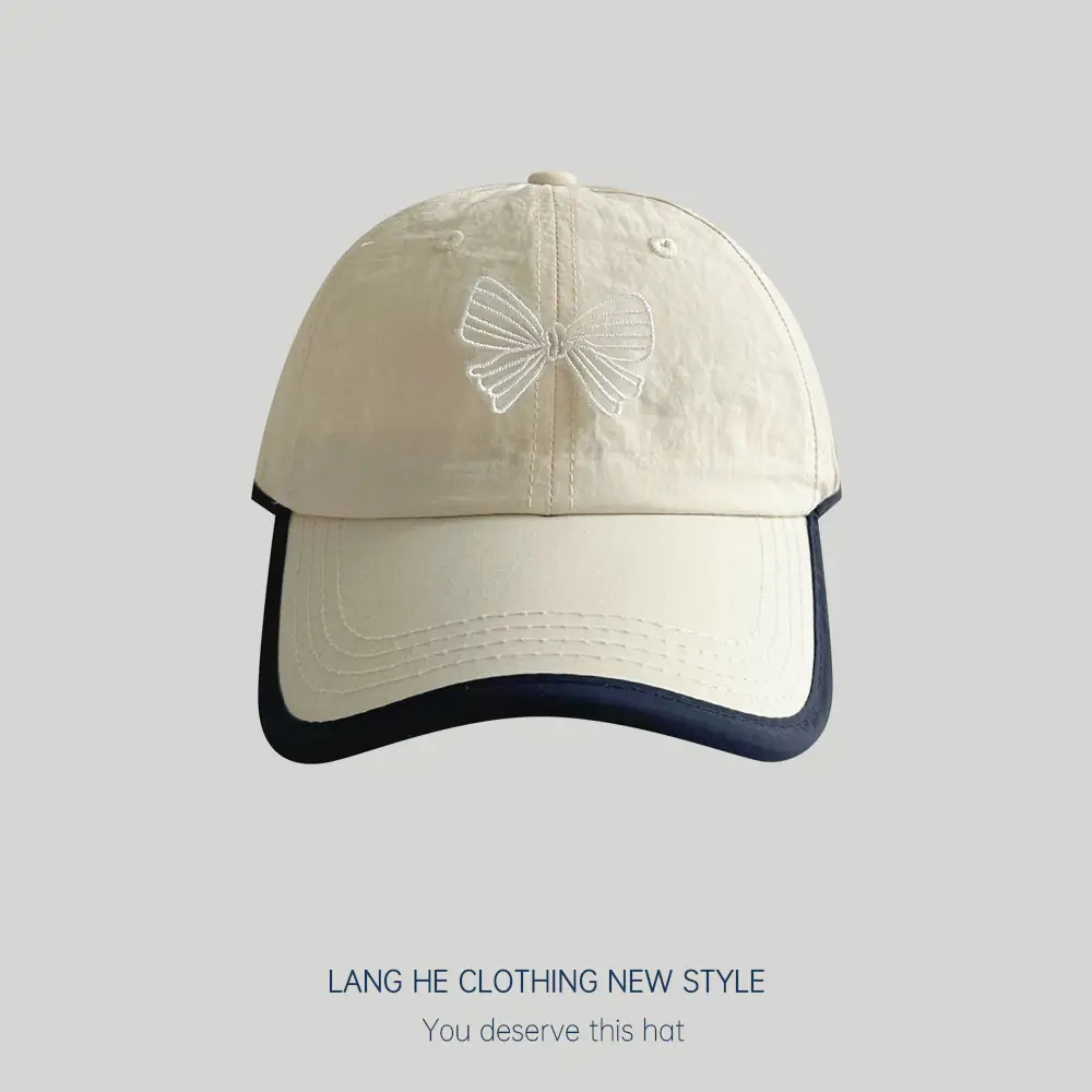 Bow Contrast Color Baseball Cap for Boys Girls Spring Sunshade Hat - Image 6