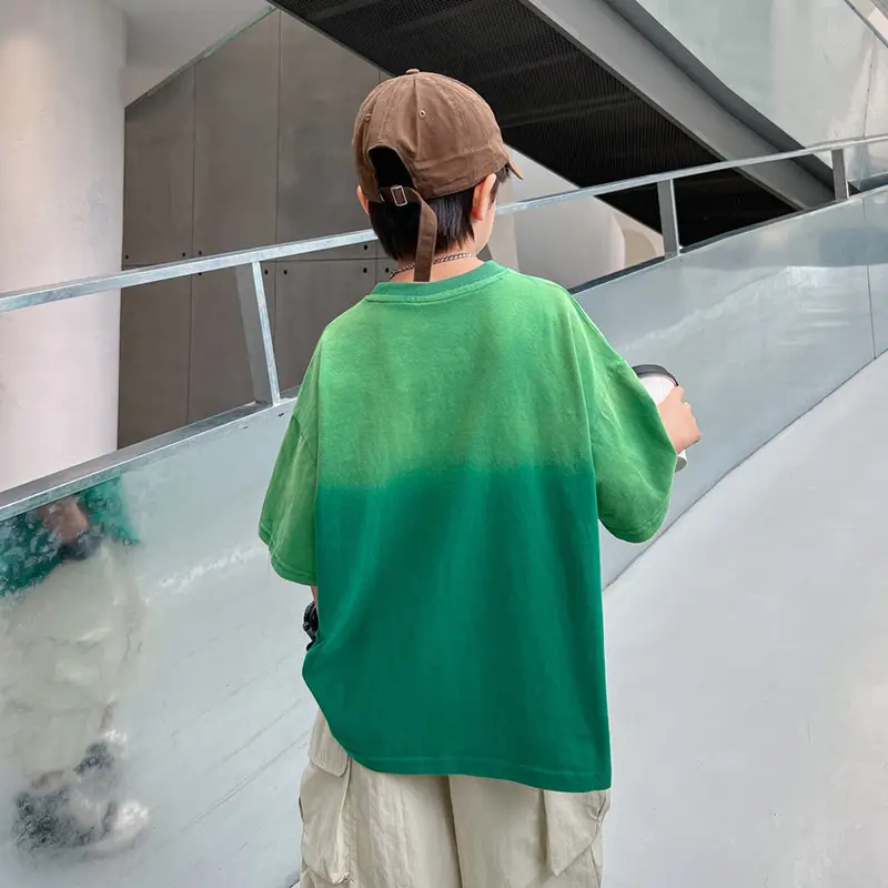 Boys Green Gradient Cotton T-Shirt 2026 - Image 5