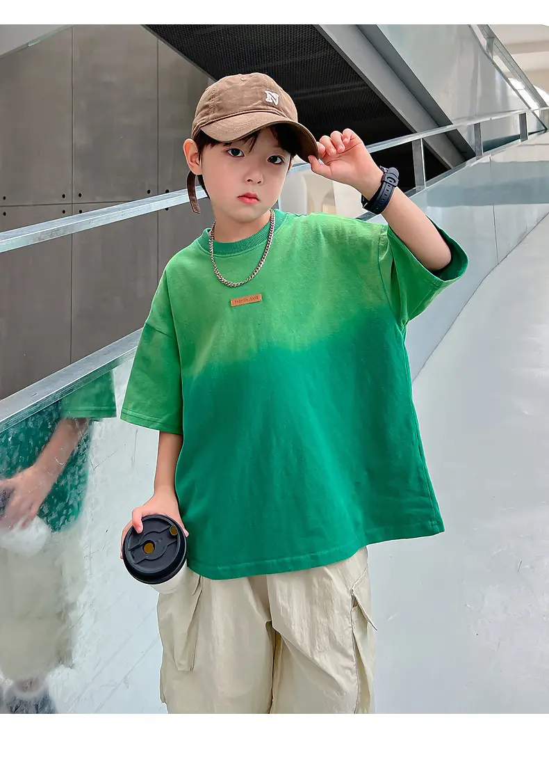 Boys Green Gradient Cotton T-Shirt 2026 — feature 14