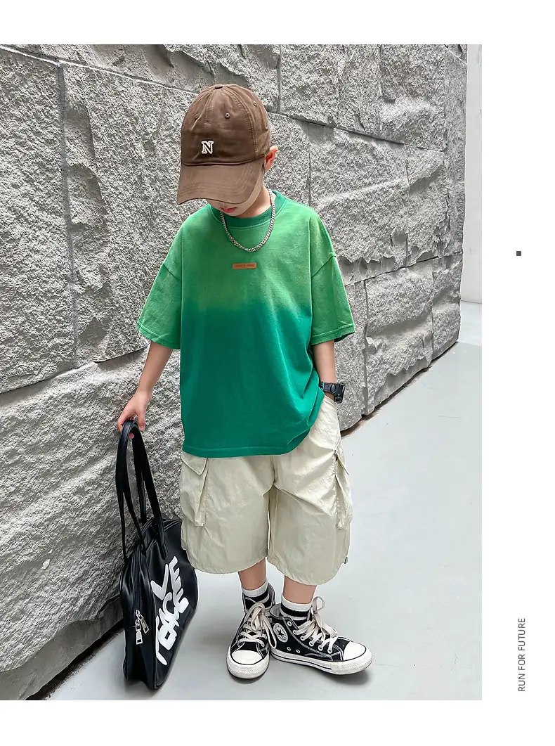 Boys Green Gradient Cotton T-Shirt 2026 — feature 15