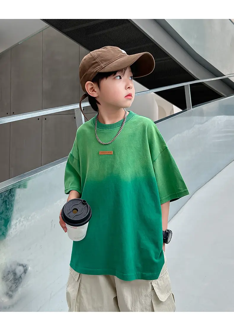Boys Green Gradient Cotton T-Shirt 2026 — feature 16