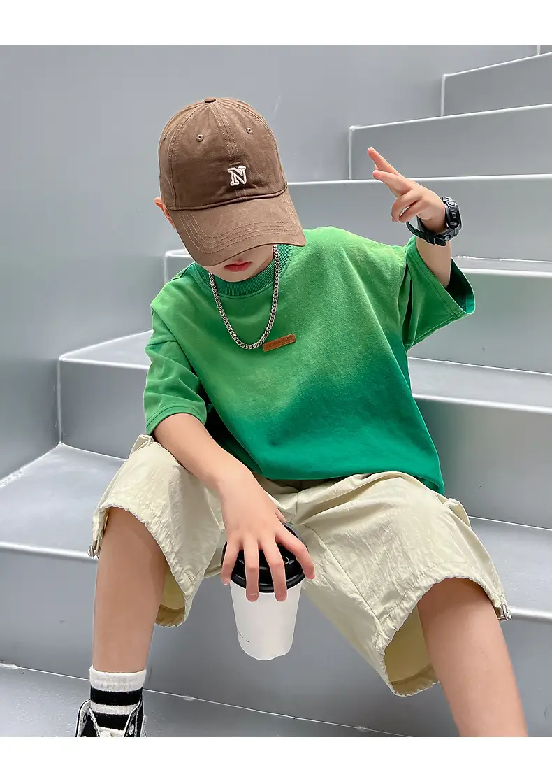 Boys Green Gradient Cotton T-Shirt 2026 — feature 18