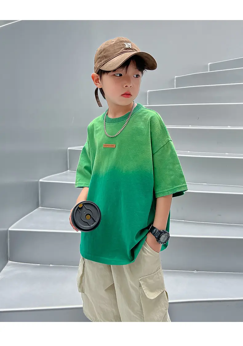 Boys Green Gradient Cotton T-Shirt 2026 — feature 19