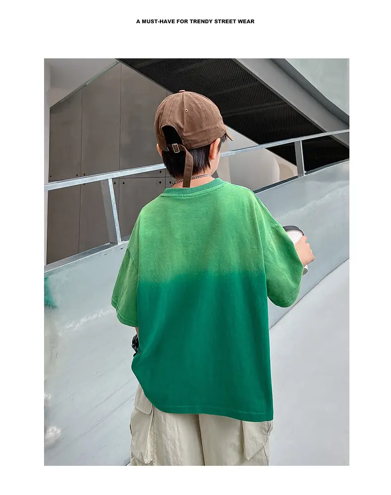 Boys Green Gradient Cotton T-Shirt 2026 — feature 2