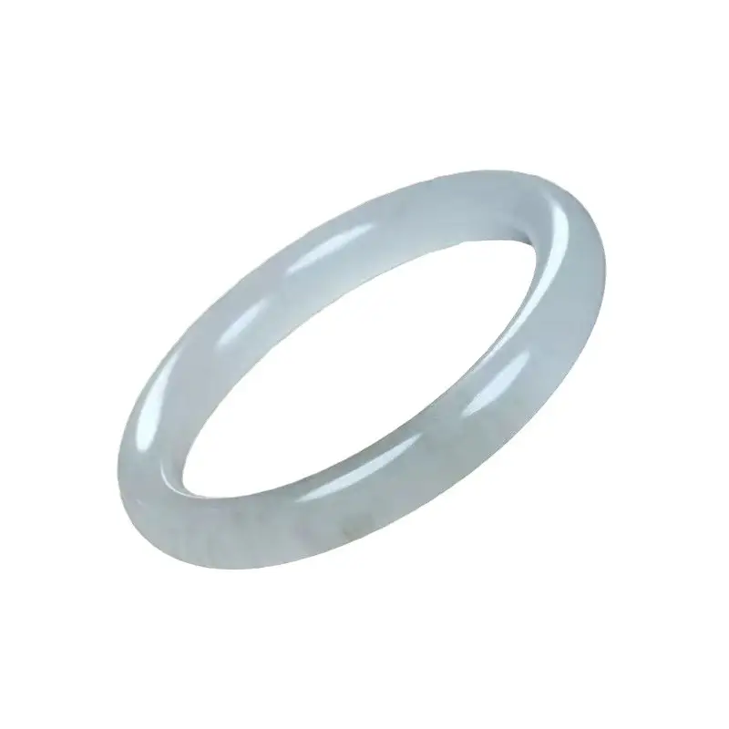 Ice Gray White Jade Flat Bracelet Women's Jade Beauty