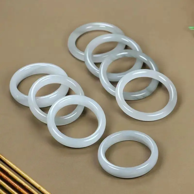 Ice Gray White Jade Flat Bracelet Women's Jade Beauty — feature 6