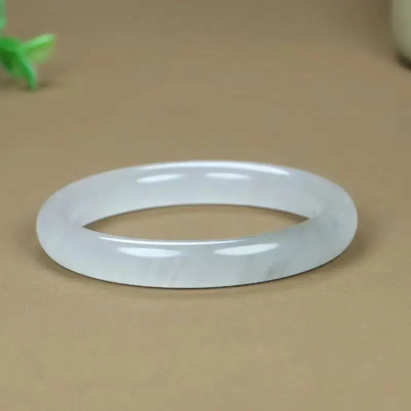 Ice Gray White Jade Flat Bracelet Women's Jade Beauty — feature 8