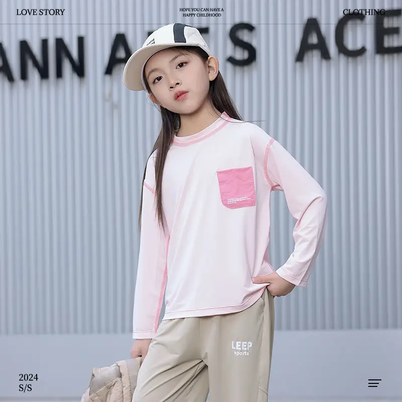 Girls Pink Sleeveless T-Shirt with Pocket, 2024 Summer Wear - Image 3