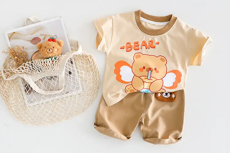 Children Bear Print T-Shirt Shorts Set Summer Boys Cotton — feature 4