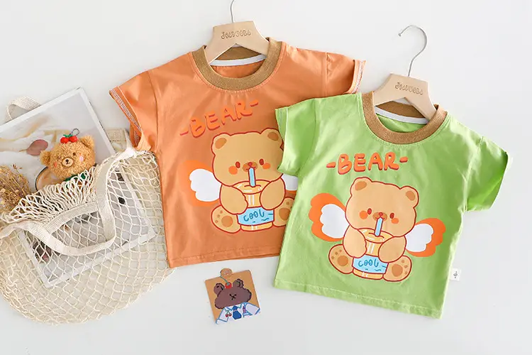 Children Bear Print T-Shirt Shorts Set Summer Boys Cotton — feature 5