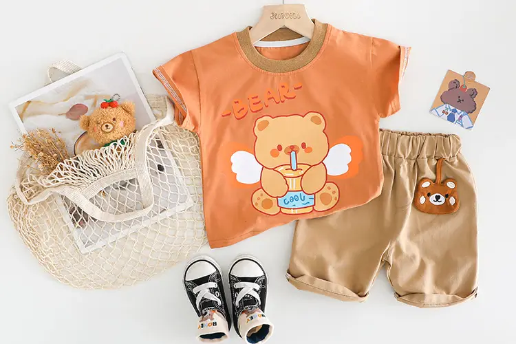 Children Bear Print T-Shirt Shorts Set Summer Boys Cotton — feature 7