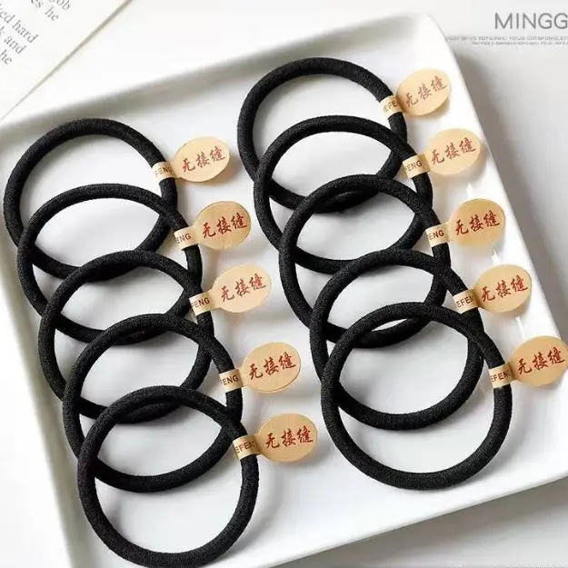 Black Crossed Hair Rope Band 2-6mm Thick Rubber - Image 9
