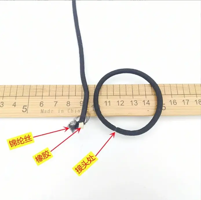 Black Crossed Hair Rope Band 2-6mm Thick Rubber - Image 10