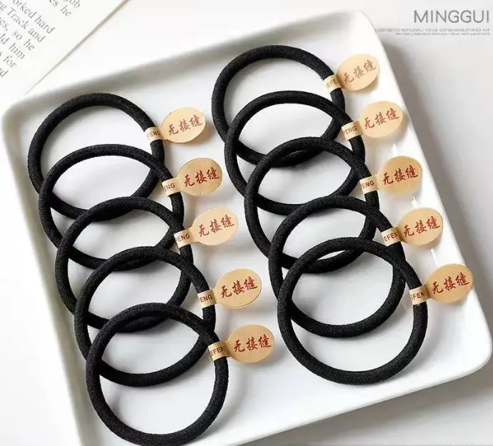 Black Crossed Hair Rope Band 2-6mm Thick Rubber — feature 14