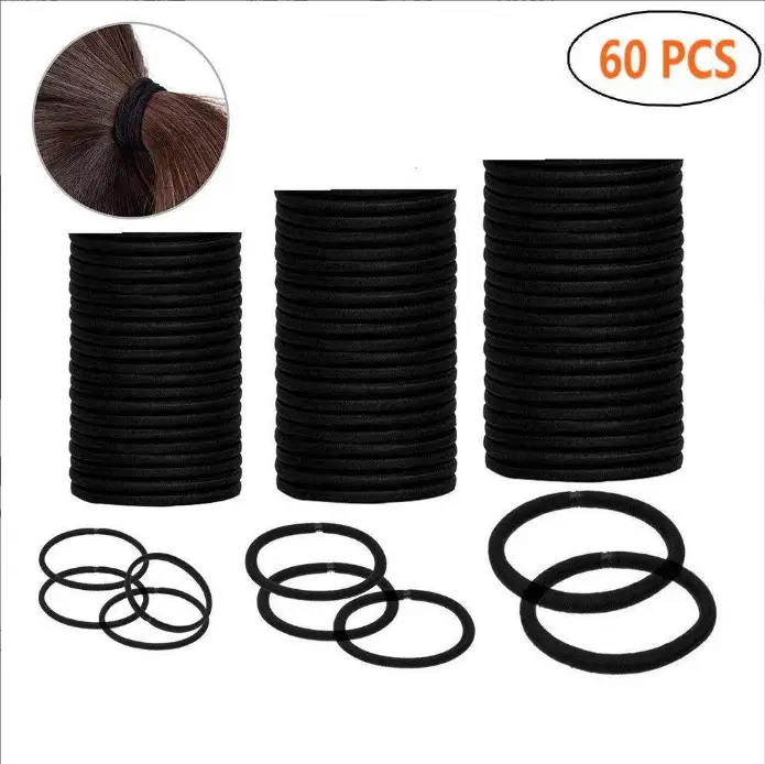 Black Crossed Hair Rope Band 2-6mm Thick Rubber — feature 5