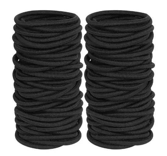 Black Crossed Hair Rope Band 2-6mm Thick Rubber - Image 2