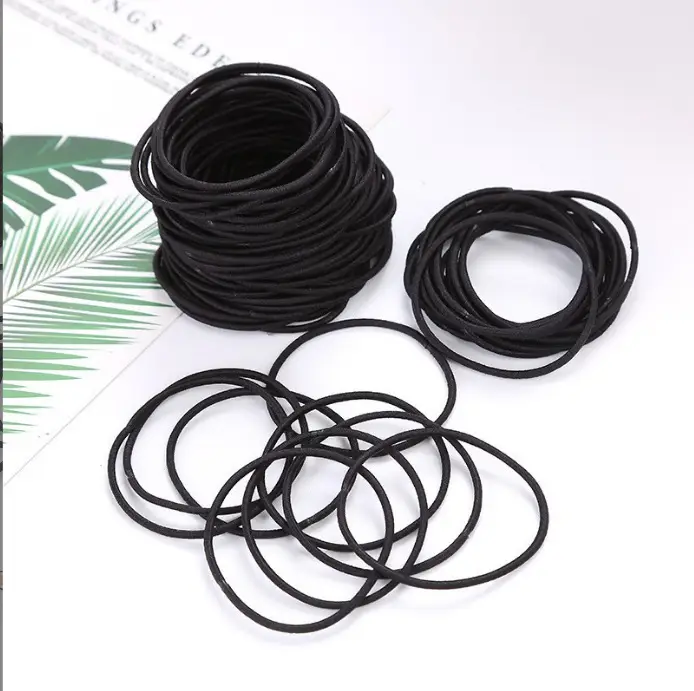 Black Crossed Hair Rope Band 2-6mm Thick Rubber - Image 5