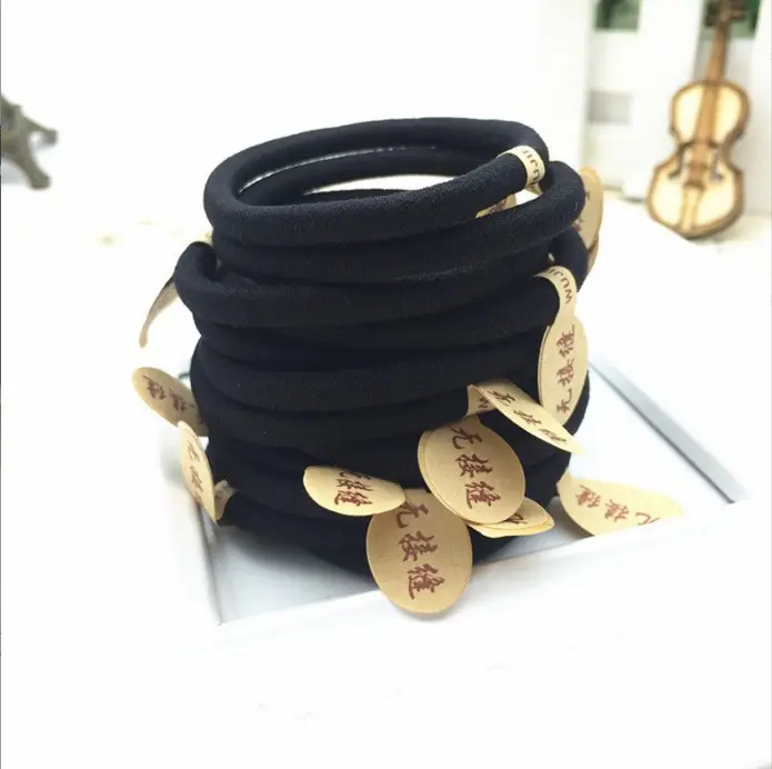 Black Crossed Hair Rope Band 2-6mm Thick Rubber - Image 6