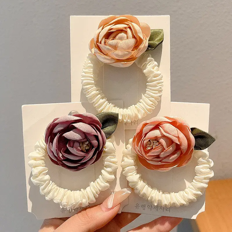 Sweet Rose Hair Ring with High Elastic Tie - Image 7